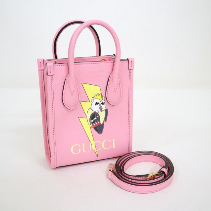楽天市場】【GUCCI】グッチ ハンドバッグばなにゃ ピンク レザー【中古  