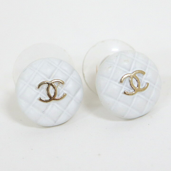 楽天市場】【CHANEL】シャネル ココマーク マトラッセ ピアス ホワイト 