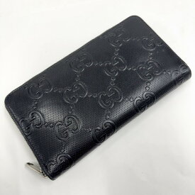 【GUCCI】グッチ ジップアラウンドオーガナイザー GGエンボス ブラック×シルバー金具 レザー 625563【中古】【代金引換不可】/kt17025tg