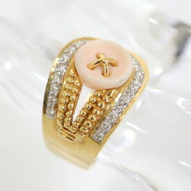 【Jewelry】K18 ボタン ダイヤモンド デザイン リング 指輪 ゴールド D0.27ct 8.4g 12.5号【中古】【代金引換不可】/hm10265ng
