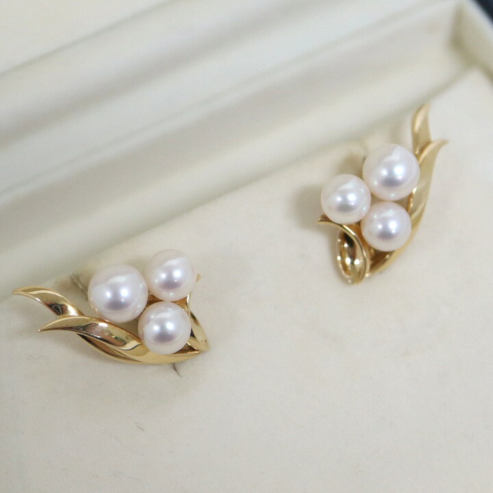 美品☆タサキ K18 ダイヤモンド パール 約5.5mm イヤリング たどり着く