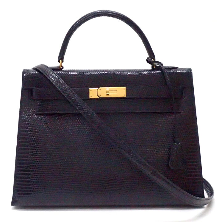 楽天市場】HERMES エルメス 『ケリー 32』 外縫い 《ブラック×リザード  