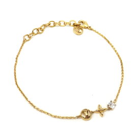 【★LOUIS VUITTON★】ルイヴィトン　『ブラスレ・プティルイ』　《GP×ラインストーン》腕回り：~18cm/ブレスレット/アクセサリー/ジュエリー/チャーム　38303k027.5　＠【中古】
