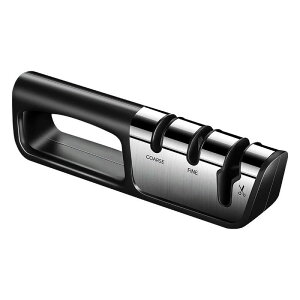 ナイフ研ぎ器 包丁研ぎ器 ナイフシャープナー 3段階 手動 刃物研ぎ はさみ研ぎ 軽量 便利 滑り止め 扱いやすい 耐摩耗性 (黒です) 粗研ぎ/中研ぎ/仕上げ研ぎ 小型