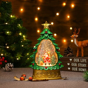 【2025新登場】スノードーム クリスマスオルゴール クリスマスツリースノーグローブ サンタさんボール モミの木モチーフLEDライト付き 8曲自動ループ クリスマスプレゼント インテリア クリ