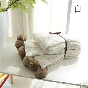 【送料無料】かわいい ブランケット 夏用 おしゃれ 大判 ひざ掛け 北欧 ポンポン 毛布 シングル ベッドカバー ダブル 布団カバー おしゃれ ボンボン ソファーカバー 白 グレ