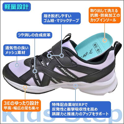 楽天市場 瞬足 3e 女の子 幅広 甲高 子供 スニーカー キッズ ジュニア 子供靴 小学生 俊足 駿足 Lec6960 Lc 696 ラベンダー 16 23 子ども靴通販 キッズステップ