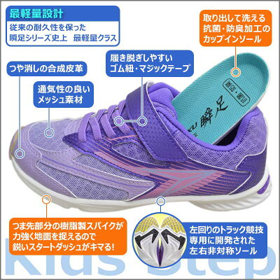 楽天市場 瞬足 女の子 レモンパイ 2e 子供靴 キッズ ジュニア スニーカー 小学生 俊足 駿足 運動靴 Sjj9730 Jj 973 ラベンダー 18 23 子ども靴通販 キッズステップ
