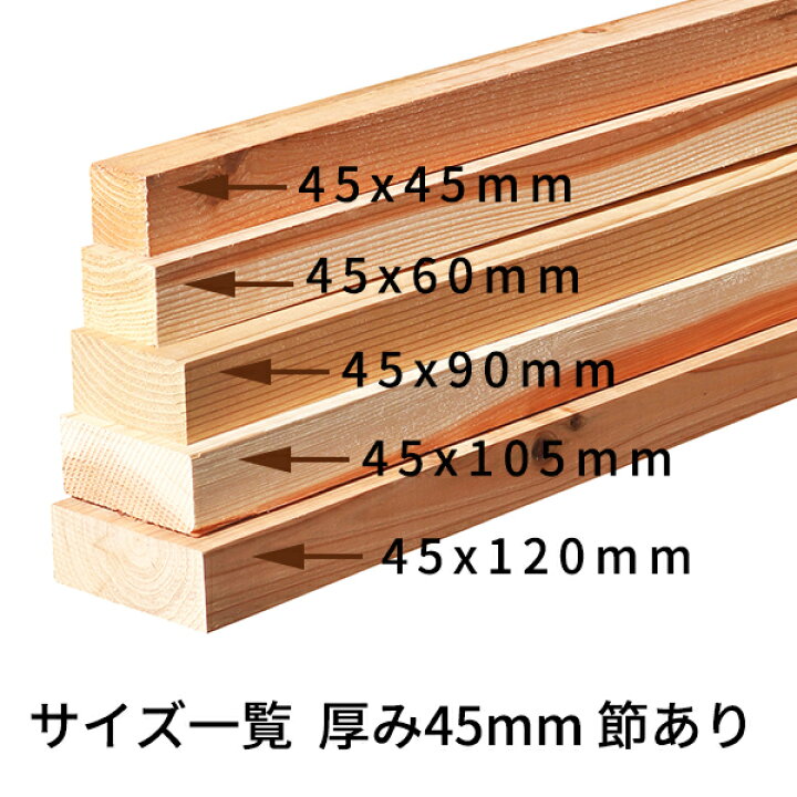 楽天市場】杉 角材 厚み45mm×幅60mm×長さ3000mm 2本入り 節有り 無塗装 