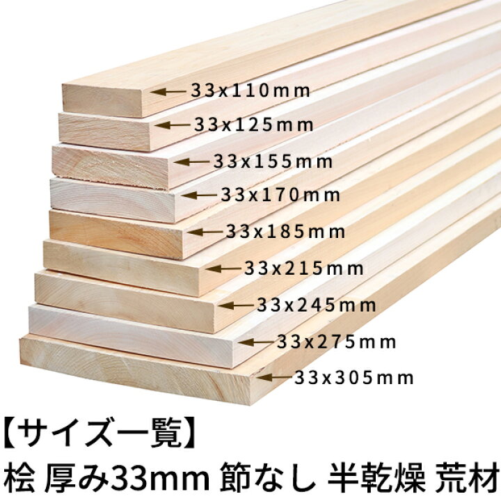 楽天市場】桧板 厚み33mm×幅110mm×長さ1930mm 節無し 無塗装 半乾燥材 