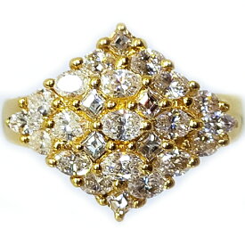 K18 3シェイプカット 天然ダイヤモンド 1.00ct デザイン リング 指輪 18金 イエローゴールド レディース 送料無料 新品