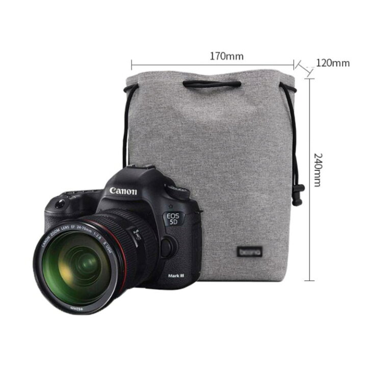 楽天市場 送料無料 カメラポーチ カメラレンズポーチ カメラケース ミラーレス レンズポーチ 巾着型 デジカメ 一眼レフ 女子 マルチポーチ バッグインバッグ 耐衝撃 アウトドア 旅行 カメラ保護 キイマーケット