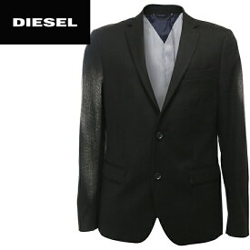 ■DIESEL ディーゼル メンズ■袖部分ウォッシュ加工 シングルブレスト 2ボタン テーラードジャケット【J-JEAMS-MIX】【サイズ46〜52】【ブラック】die-m-o-98-158 《メーカー希望小売価格93,500円》