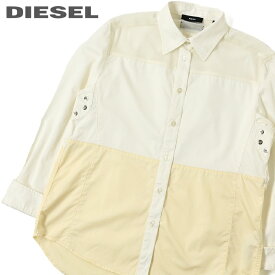 ★DIESEL ディーゼル レディース★シースルーシフォン切替 配色切替 バックゴム コットン 長袖シャツ ブラウス【C-FLOWY】【サイズXXS～XL】【アイボリー×ホワイト】die-l-t-c8-201 《メーカー希望小売価格27,500円》