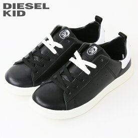 ◆DIESEL KID ディーゼルキッズ◆牛革 本革 男の子 女の子 男女兼用 レザーローカットスニーカー 靴【SN LOW LACE 11 FULL】【日本サイズ22.0】【ブラック】dik-m-k-d8-703 《_メーカー希望小売価格15,180円》