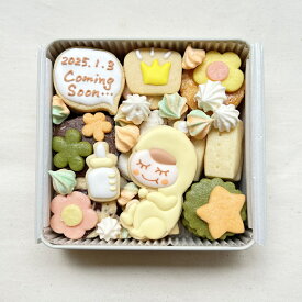 【名入れ可能 内祝 出産祝い 】赤ちゃんクッキー 妊娠報告 内祝い 内祝 クッキー缶 ギフト かわいい お礼 誕生日 ジェンダーリビール 名入れ メッセージ 熨斗 のし 出産 プレゼント ベビー 男の子 女の子 クッキー 国産バター お腹に赤ちゃんがいます サプライズ 敬老の日