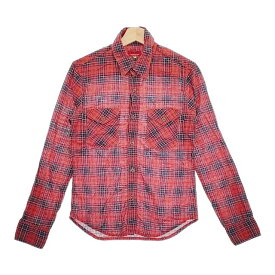 wash wash チェック コットン 長袖シャツ レッド レディース ウォッシュウォッシュ【中古】5-0106M