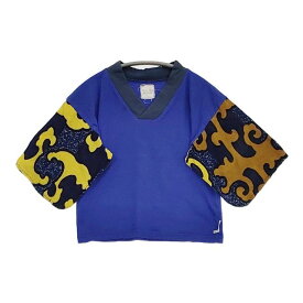 SOU・SOU 伊勢木綿 怒涛 どとう 半袖 こそでふうび わらべぎ Lサイズ キッズ 半袖Tシャツ カットソー ブルー レディース ソウソウ【中古】6-0718S