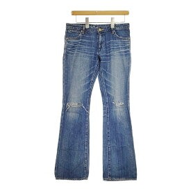 MUSE de Deuxieme Classe damege フレアーデニム 定価28600円 加工 ジーンズ 17030500503030 インディゴ デニムパンツ ブルー レディース ミューズドゥドゥーズィエムクラス【中古】5-0701G