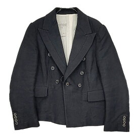 Robes & Confections コットンリネン ダブルボタン 日本製 サイズ2 ジャケット ネイビー レディース ローブスコンフェクションズ【中古】5-0701M