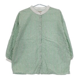 SM2 Samansa Mos2 KOW-1711375 長袖 ストライプ バンドカラー コットンリネン ブラウス シャツ グリーン ホワイト レディース サマンサモスモス【中古】5-0701M