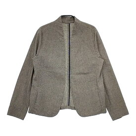 Pal'las Palace RFJK-2021A リネンコットン 千鳥格子 ノーカラー ジャケット ネイビー ベージュ レディース パラスパレス【中古】5-0701M
