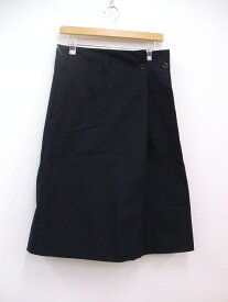 MHL. COTTON WOOL DRILL SKIRT ラップスカート 595-0232504 サイズ1 巻きスカート ネイビー レディース エムエイチエル【中古】2-1214M☆