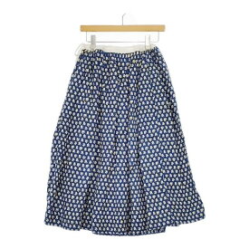 R&D.M.Co- NURSERY PRINT コットンリネン ロングスカート ブルー イエロー レディース オールドマンズテーラー【中古】5-0224M