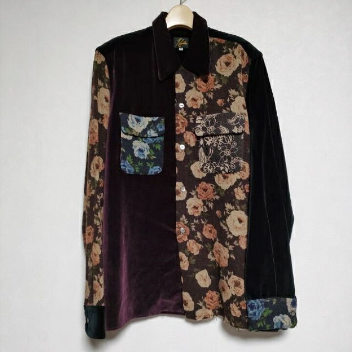 楽天市場】Needles ベロア 花柄 パッチワーク 長袖シャツ ワインレッド