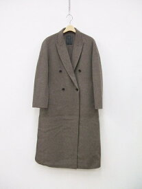 Spick and Span Noble W/Nリバーピークドマキシコート 定価64900円 サイズ36 ロング コート 21AW グレージュ レディース スピック＆スパン ノーブル【中古】2-1110A◆