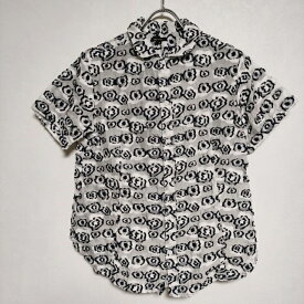 R&D.M.Co- コットンシルクキュプラ 花柄ジャガード 半袖 ブラウス シャツ ホワイト ブラック レディース オールドマンズテーラー【中古】4-0722S