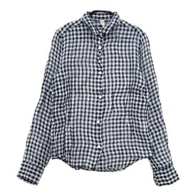 R&D.M.Co- リネン ギンガムチェック 長袖シャツ ブルー ホワイト レディース オールドマンズテーラー【中古】5-0322M