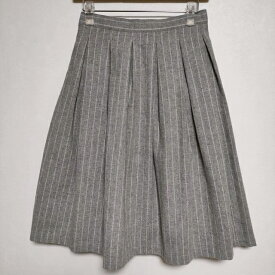 GRANDMA MAMA DAUGHTER ウール プリーツ ストライプ スカート グレー レディース グランマママドーター【中古】3-1123T