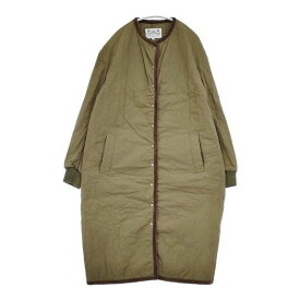 R&D.M.Co- キルティングロングコート サイズS コットン 中綿 コート カーキ レディース オールドマンズテーラー【中古】5-1101T