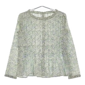 R&D.M.Co- 花柄 ピンタック バックボタン ブラウス シャツ ライトグリーン ラベンダー レディース オールドマンズテーラー【中古】5-0215M