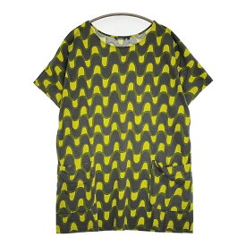 marimekko VITI チュニック サイズS 半袖Tシャツワンピ ワンピース チャコールグレー イエロー レディース マリメッコ【中古】5-0806S