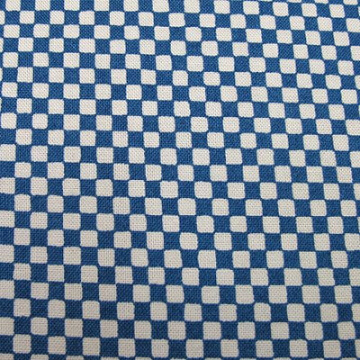 和柄立体 青系 市松模様に日本絵巻柄
