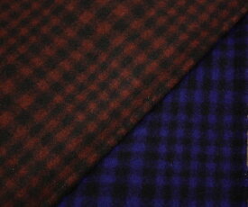 ちょっとコシのあるウール紡毛メルトン・ツートンカラーのチェック柄・全2色 落ち着いた風合い コートやポンチョに W巾133cm 布 生地 布地 服地 通販 チェック ウール生地 メルトンウール