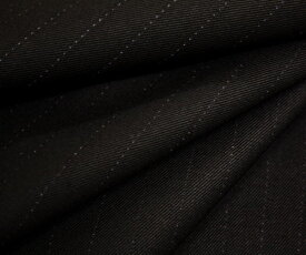 日本製高級ウール100% ツイル(綾織り) 黒地に淡パープルのピンストライプ(縦縞)。先染め やや薄手 W巾150cm 50cm以上10cm単位 布 生地 布地 服地 通販 ウール ウール生地