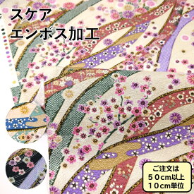 ちりめん風和柄プリント　百花文様　ちりめん風和柄　豪華絢爛　エンボス加工