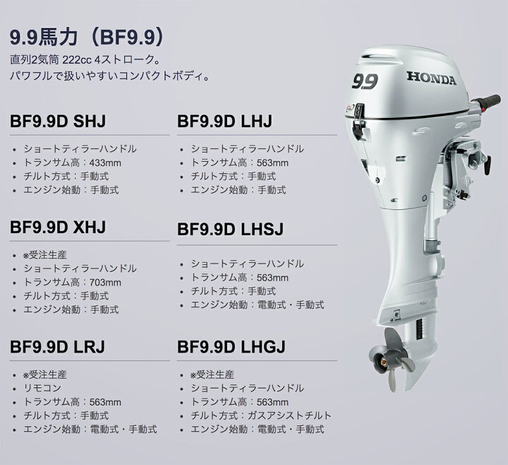 楽天市場】送料無料□ホンダ技研 9.9馬力船外機 BF9.9 LHSJ □ロング 