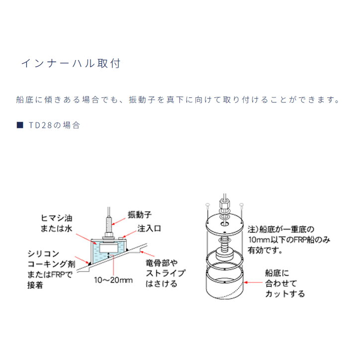楽天市場】□ホンデックス □インナーハル用振動子 TD28(50/200kHz 