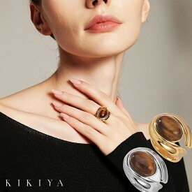 【POINT UP★最大50%OFF】 リング 指輪 天然石 虎目石 オープンリング レディース ハワイアン サージカルステンレス ステンレス シルバー ゴールド k18 仕上 ニッケルフリー アクセサリー 金属アレルギー 対応 リング 母の日 プレゼント レディース