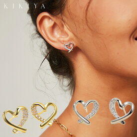 ピアス ハートピアス 可愛い 結び ストーン ミニピアス レディース シンプル シルバー ゴールド ニッケルフリー アクセサリー 金属アレルギー 対応 ピアス k18 仕上 母の日 ホワイトデー クリスマス 誕生日プレゼント レディース シンプル ジュエリー kikiya