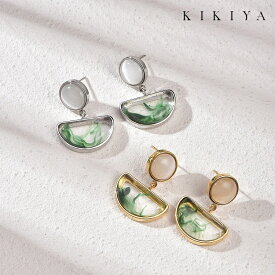 【POINT UP★最大50%OFF】 ピアス 天然石 猫の目 半円 揺れる つけっぱなし ハワイアン サージカルステンレス ステンレス シルバー ゴールド ニッケルフリー アクセサリー 金属アレルギー 対応 ピアス k18 仕上 母の日 誕生日プレゼント