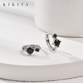 【POINT UP★最大50%OFF】 ピアス ニ粒 ミニ フープピアス ブラックストーン シルバー ニッケルフリー アクセサリー 金属アレルギー 対応 ピアス k18 仕上 母の日 ホワイトデー クリスマス 誕生日プレゼント レディース シンプル ジュエリー