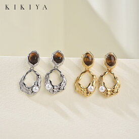 【POINT UP★最大50%OFF】 ピアス 天然石ピアス 虎目石 タイガーアイ パールピアス レディース ハワイアン サージカルステンレス ステンレス シルバー ゴールド k18 仕上 ニッケルフリー アクセサリー 金属アレルギー 対応 ピアス 母の日 プレゼント