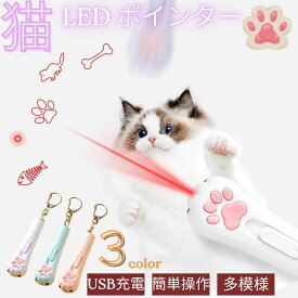 キャット レーザーポインター 4カラー ホワイト ピンク パープル ブルー 猫 ねこ 玩具 懐中電灯 USB充電 猫じゃらし おもちゃ 遊び 運動 光る ブラックライト 懐中電灯 ストレス解消 運動不足 送料無料
