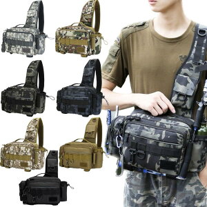 【P5!3686円→実質3502円 10/27まで】フィッシングバッグ ショルダー 大容量 アウトドア おしゃれ 防水 ロッドホルダー 迷彩 ブラック 釣りバッグ