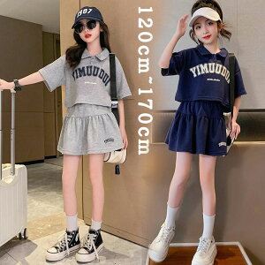 【激安販売中!】韓国子供服 新品 女の子 上下セット キッズ シンプル 部屋着 パジャマ セットアップ 夏服 運動着 無地 春夏 ルームウェア 薄手 おすすめ テニスウェア ネイビー 半袖Tシャツ